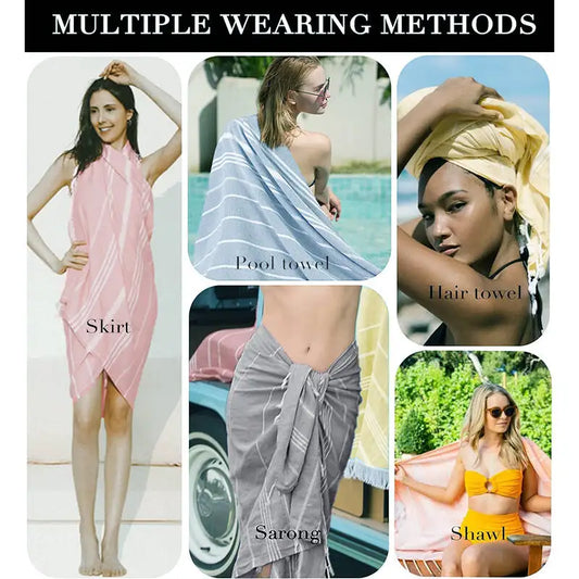 100X180cm Turkish Beach Towel Oversized Sand Free Tassel Quick Dry Swim Extra Large Light Travel for Adults Gifts Accessories 