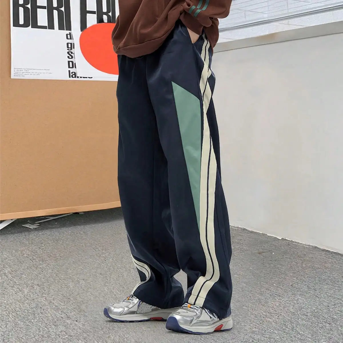 Men's Chic Side-Stripe Joggers, Casual Stretch Straight Leg Sweatpants