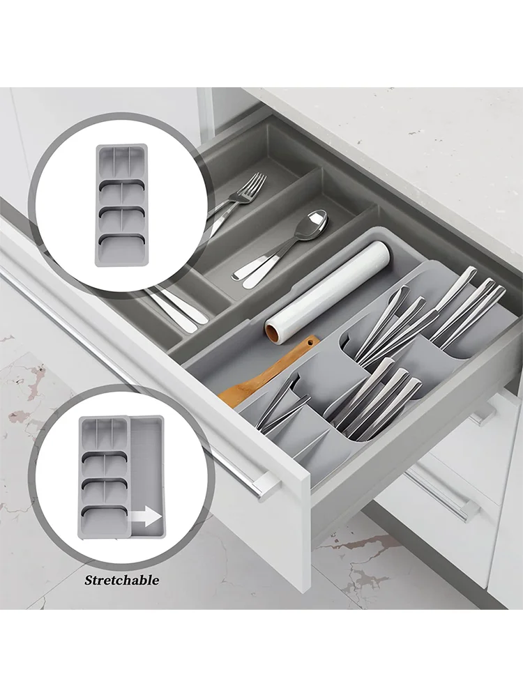 Adjustable multifunctional cutlery organizer for organizing kitchen silverware,cutlery,knives and spoons cluttering your kitchen