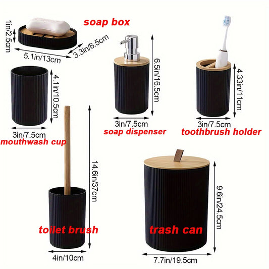 Bathroom Accessories Set 6 Piece Bath Ensemble Includes Toothbrush Holder for Decorative Countertop and Housewarming Gift