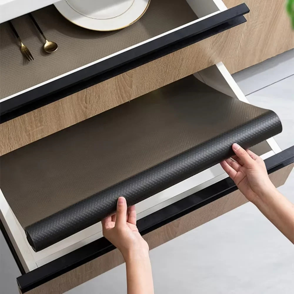 1PC 3meters/5m Reusable Drawer Liners Washable Non-slip Placemats Kitchen Cabinet Mats Refrigerator Non-slip Liners Shelf Paper
