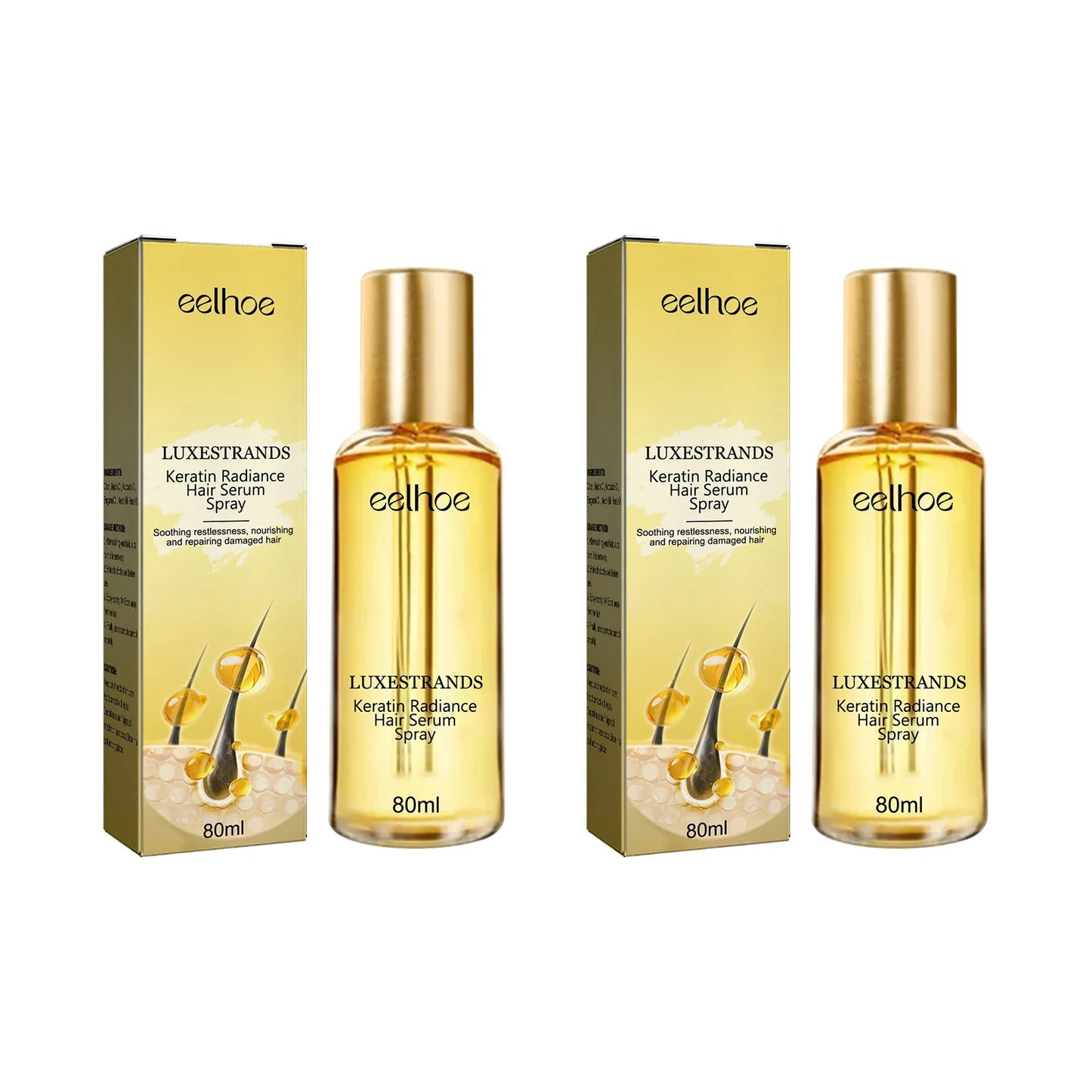 EELHOE Keratin Hair Serum Spray Deeply Moisturizing Hair Conditioner Treatment Anti Frizz Repair Damaged Hair Smoothing Oil 80ml