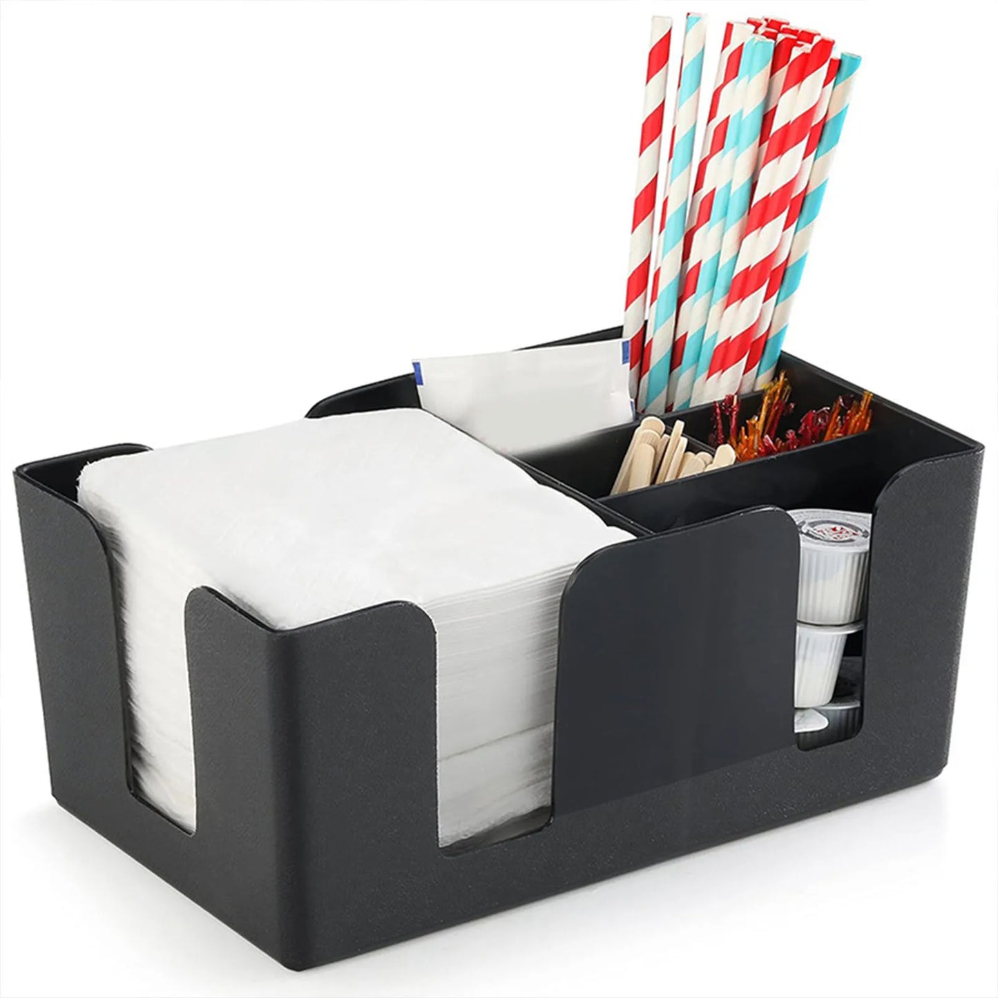 Bar Caddy Organizer 6 Compartments Holds Napkins Toothpicks Portable Bar Organizer for Restaurant Kitchen Home Office Countertop