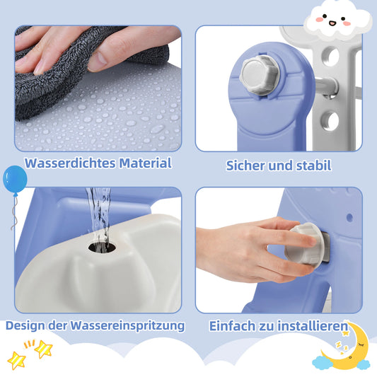 Comanlai Slide for children, 4 in 1 children's slide swing with basketball stand, climbing ladder, swing slide