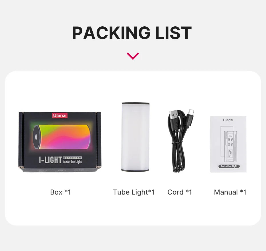 Ulanzi i-Light Handheld Light Stick RGB Led Video Light 2500-9000K Photography Light Rgb Ice Light Tube Light for Youtube Live