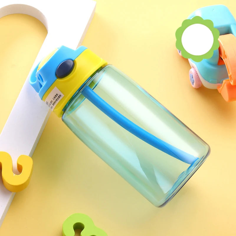 480ml Water Bottle With Straw Kids Girls Portable Travel Bottles Gym Sports Fitness Cup Summer Cold Water Juice Drinking Bottle