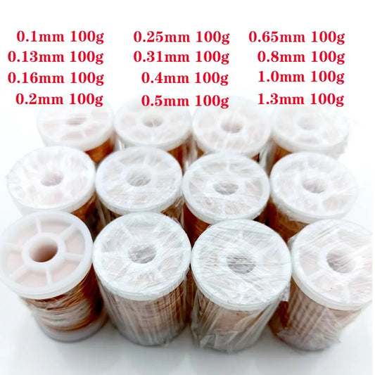 0.1mm 0.2mm 0.4mm 0.5mm 1mm 1.3mm Copper Wire Magnet Wire Enameled Copper Winding Wire Coil Copper Wire Winding Wire Weight 100g