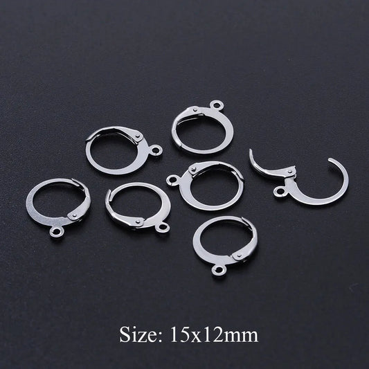 10pcs/Lot 316 Stainless Steel Ear ring French D Buckle Ear Hook Wholesale Never Tarnish