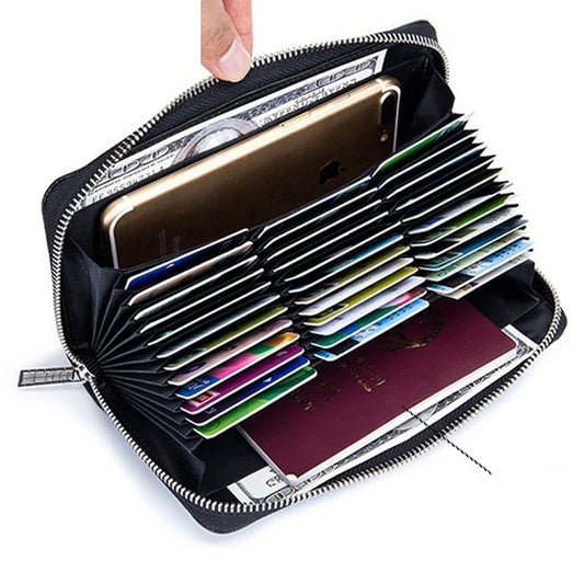 Women RFID Blocking Wallet Genuine Leather Anti Theft 36 Card Holders Women Wallets With Phone Case Clutch Bags Coin Purse Girl