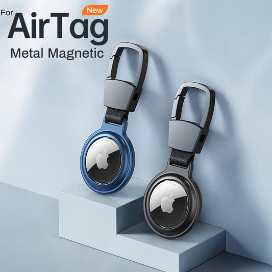 Magnetic Adsorption Cover For Apple Airtag Tracker Protective Sleeve Holder For Air Tag Locator Keychain Protector Metal Case