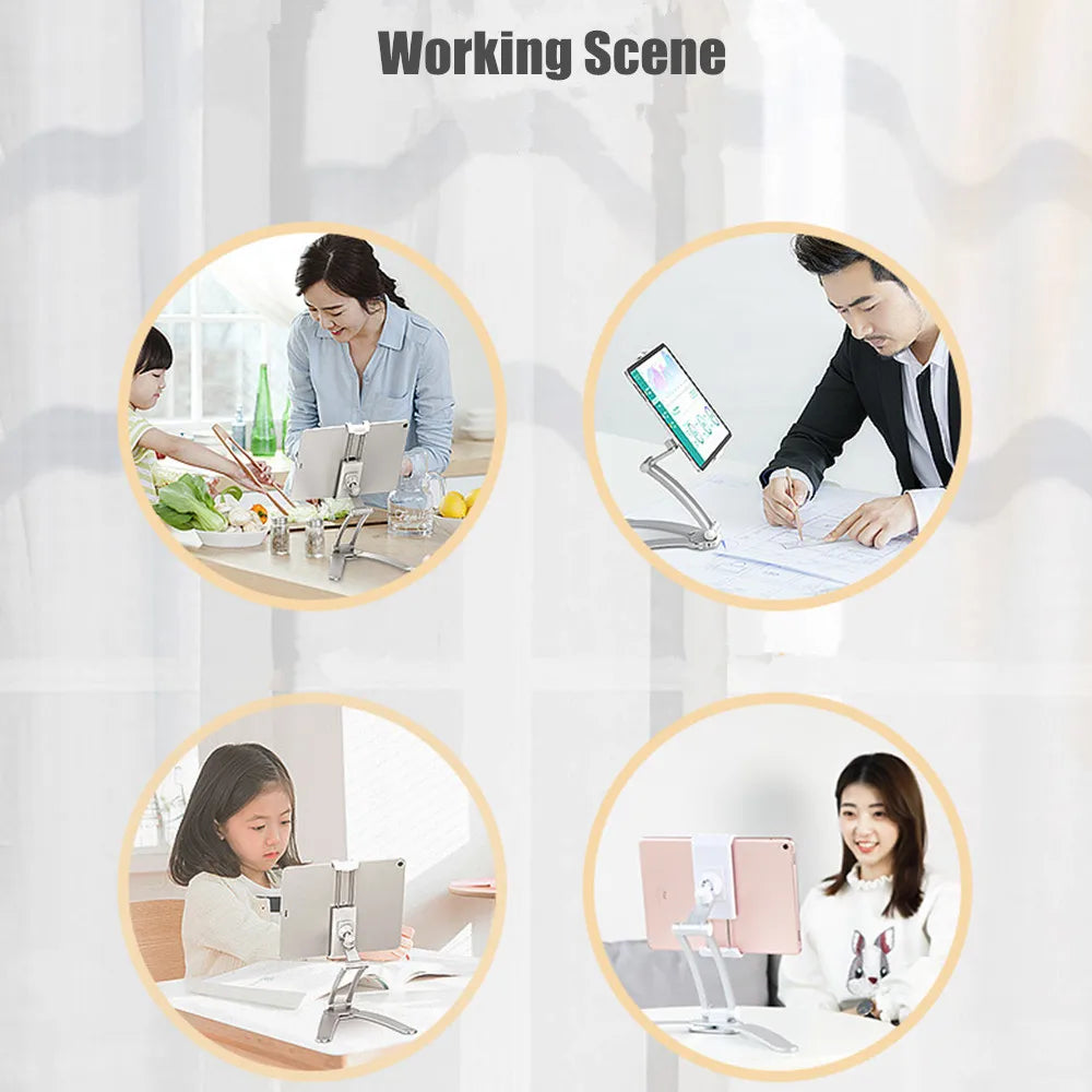 Kitchen Tablet Stand 360 Portable 6 To 12.9 Inch Universal Tablet Stand & Phone Holder for Wall Desktop Tablet Mount