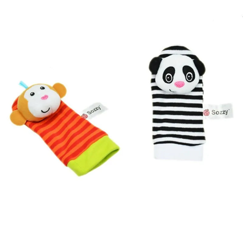 1PairBaby Toys 0-6-12 Months Cute Stuffed Animals Baby Rattle Socks Wrist Baby Rattles Newborn Toys Make Sounds Games For Babies