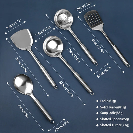 Stainless Steel Kitchen Cooking Utensil Set Cookware Colander Spoon Spatula Shovel Nonstick Cookware Set