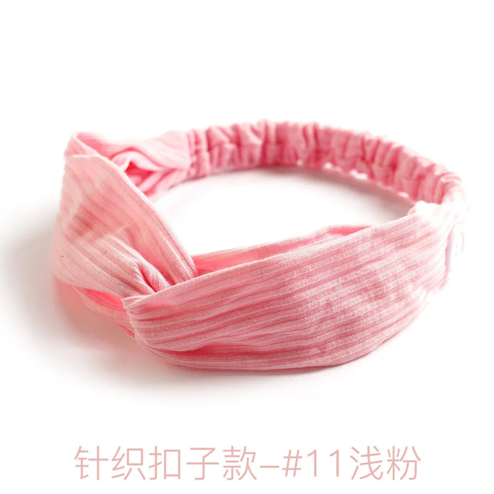 Fashion Women Hair Accessories Masks Anti-leather Button Hair Band Sports Yoga Elastic Cross Solid Color Knitted Headband Fema
