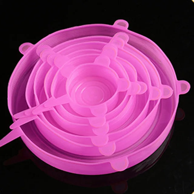 6pcs Food Silicone Cover Cap Universal Silicone Lids Cookware Bowl Reusable Stretch Lids Pot Lids Kitchen Accessories