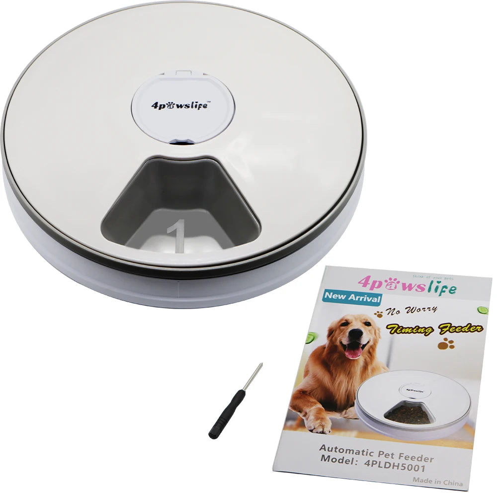 Automatic Feeder Pet Dog Round Timing Feeder 6 Meals 6 Grids Cat Dog Electric Dry Food Dispenser 24 Hours Feed Pet Supplies