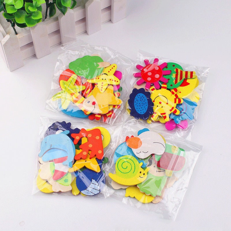 12 Cute Baby Fridge Magnets, Wooden Cartoon Animals Fridge Magnetic Magnetic Stickers, Colorful Kids Toys for Kids