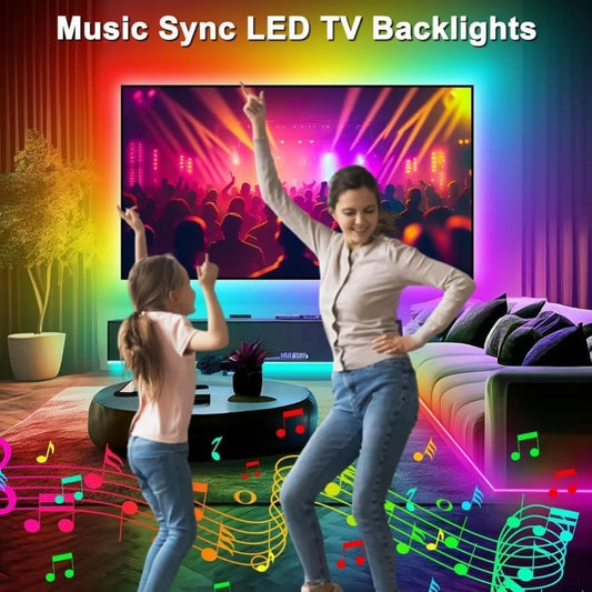 LED Strip Light for TV, RGB TV Backlight Behind, Music Sync Bluetooth APP & Remote Control, 5V USB Powered Strip Lights