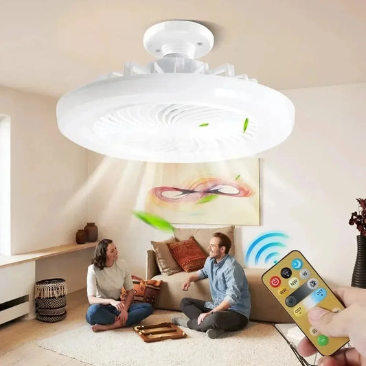 Smart Ceiling Fan with LED Light & Remote - E27 Base, Dimmable Lighting for Living Room, Bedroom