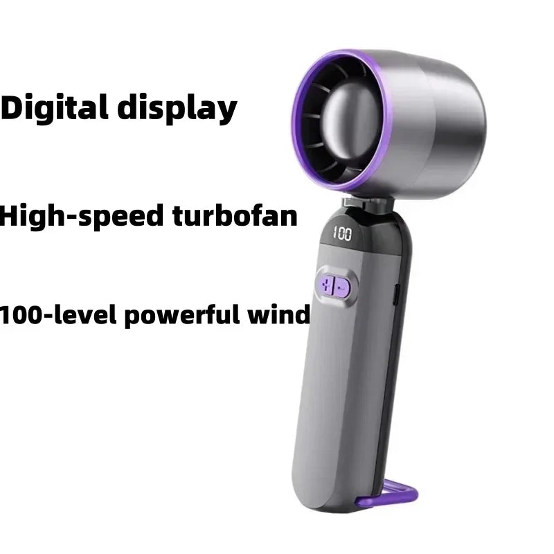 Mini fan, Strong wind portable, rechargeable outdoor mini fan, USB-powered, digital display for outdoor camping trips