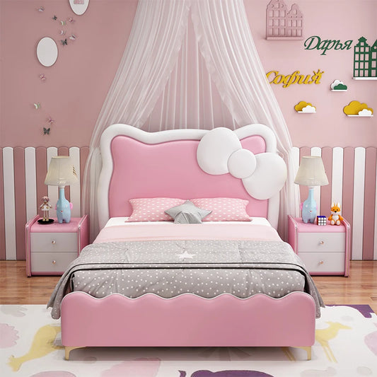 150X200cm Modern Childrens cartoon girl princ ess bed pink queen size bed frame full double bed complete bedroom furniture