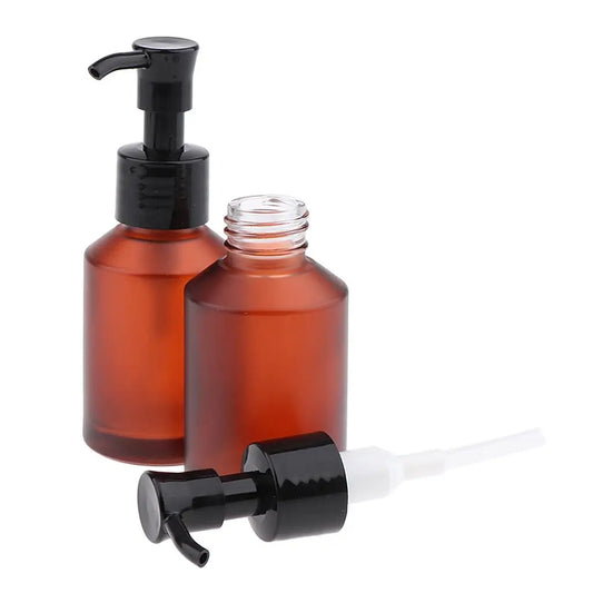 of 2Pcs Refillable Glass Pump Bottles for Dispensing Lotions, Shampoos and Massage Oils