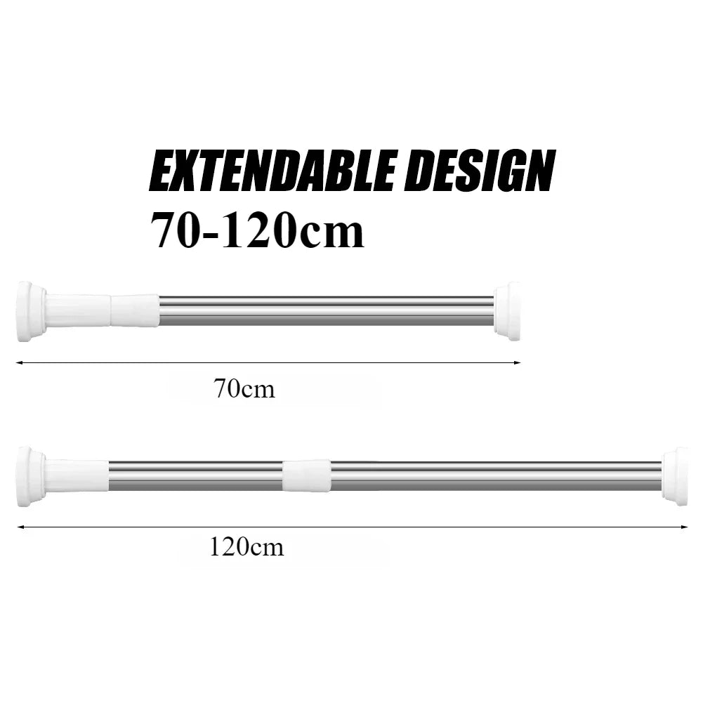 Adjustable Shower Curtain Pole Telescopic Curtain Pole Extendable Curtain Pole Shower Curtain Rod No Drill Curtain Rod