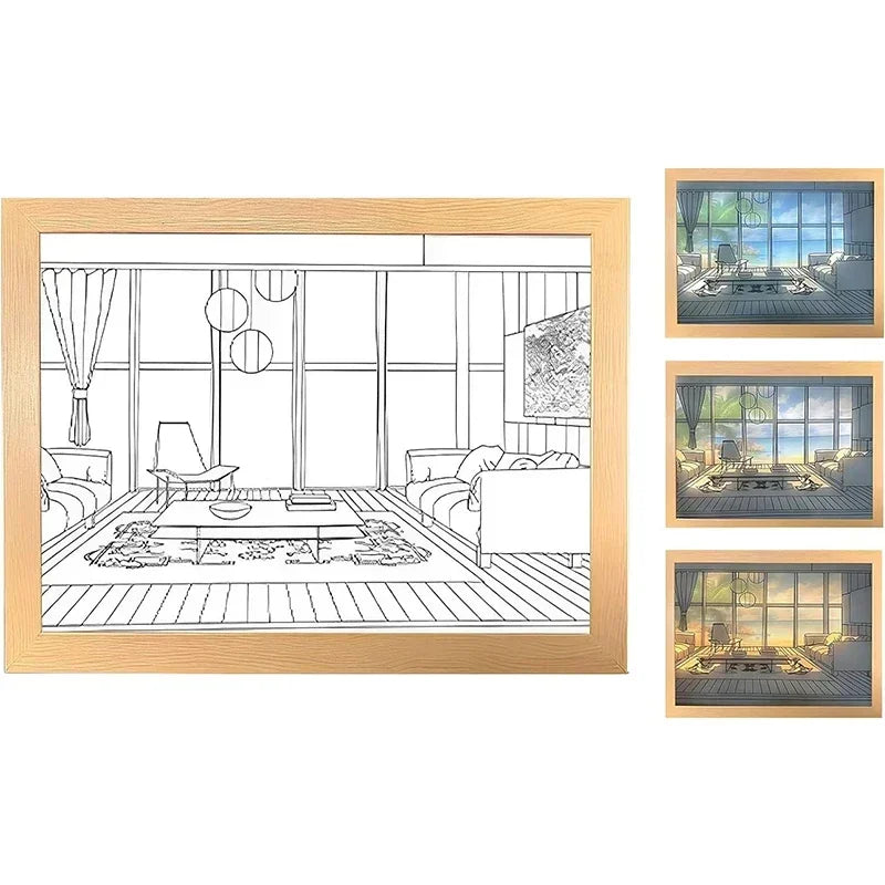 Decorative Led Light Painting USB Plug Dimming Wall Artwork Table Lamp Gift Indoor Sunlight Window Photo Night Luminous