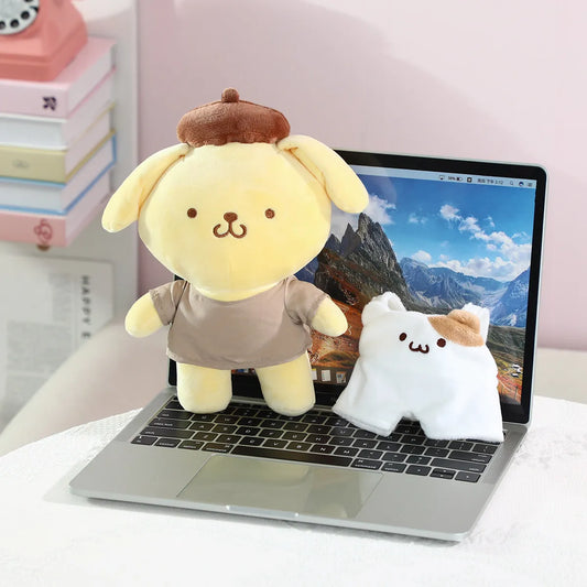 Plush Stuffed Pudding Dog Doll With Overalls That Can Be Worn And Taken Off Home Decor Toys