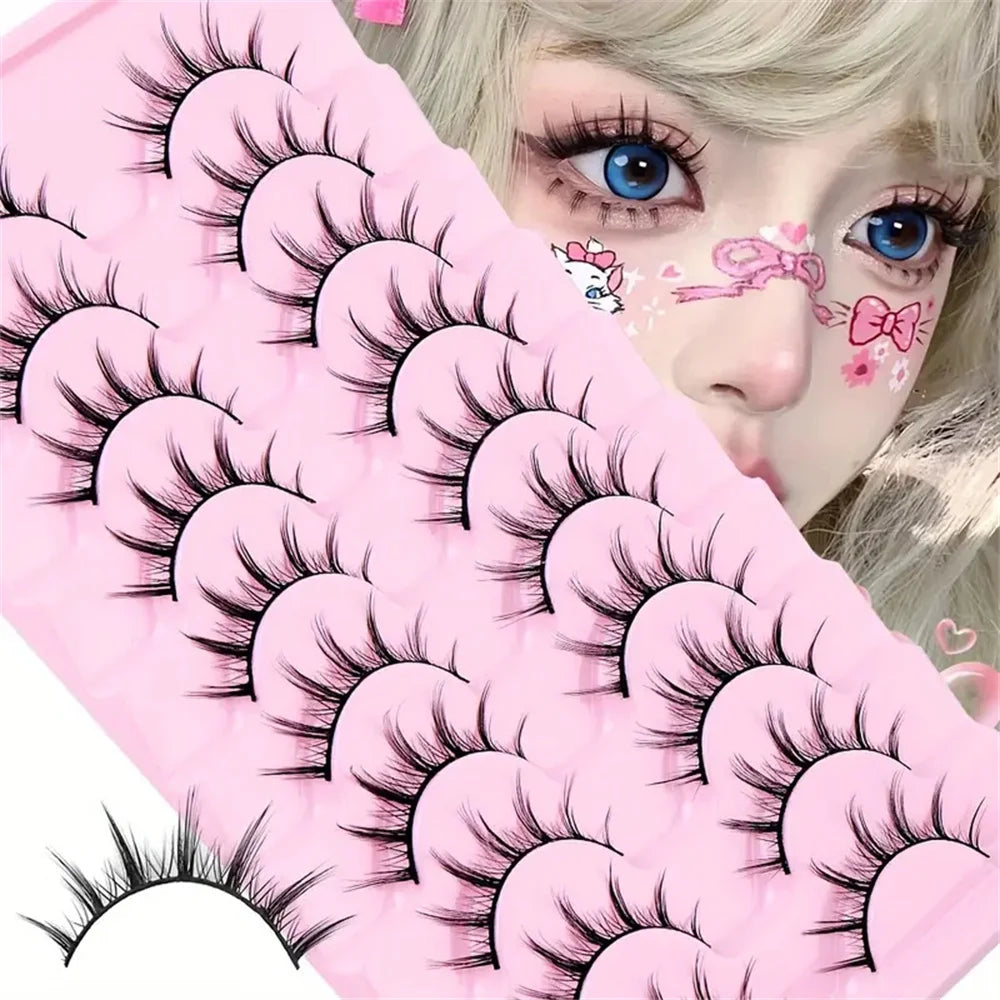 False Eyelashes Natural Manga Lashes Wispy Spiky Wet Look False Anime Eyelashes Look Like Individual Clusters Japanese Cosp