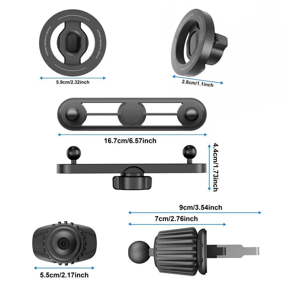 2 in 1 Car Air Vent Bracket Magnet Phone Holder Magnetic 2 Phone Mounts Car Smart Phone Holders Stands for Magsafe iPhone 16