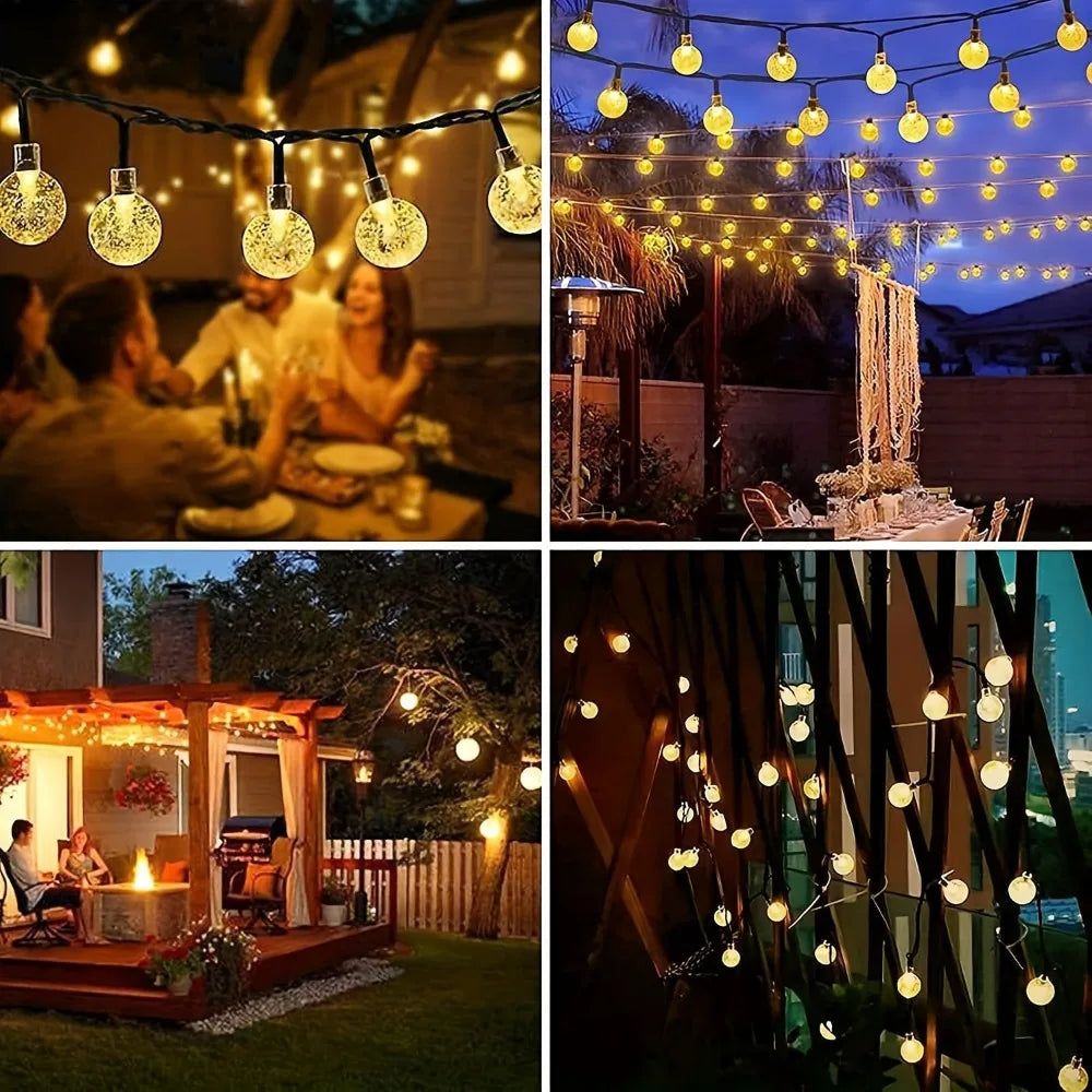 Solar Light String 200LED/100LED/20LED Solar Crystal Light String for Garden, Courtyard, Christmas Festival and Party Decoration