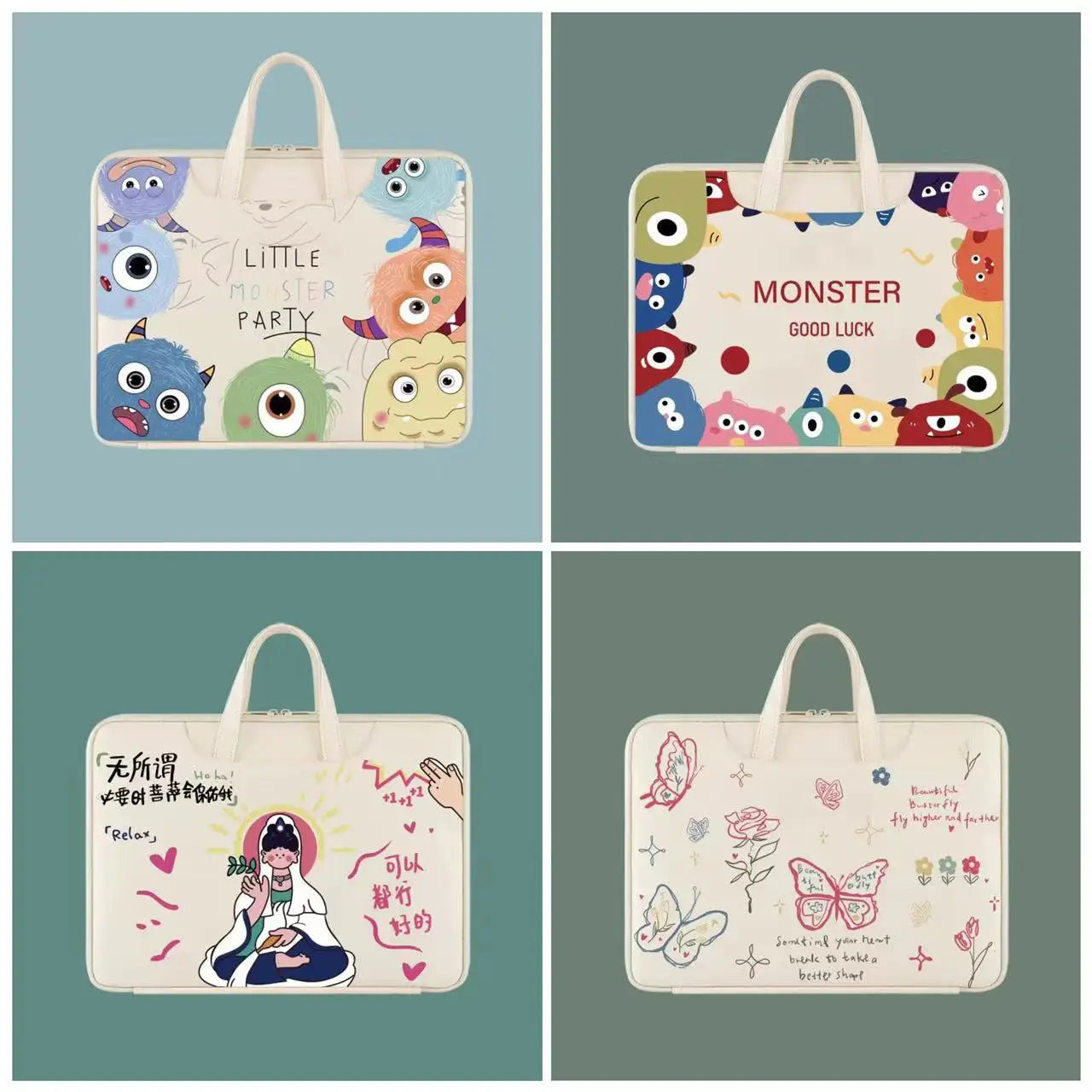 Cute Laptop Bag 13.3 14 15 15.6 Inch Waterproof Shockproof Notebook Case For Macbook Air Pro 13.6 16 Dell Xiaomi Huawei Handbag