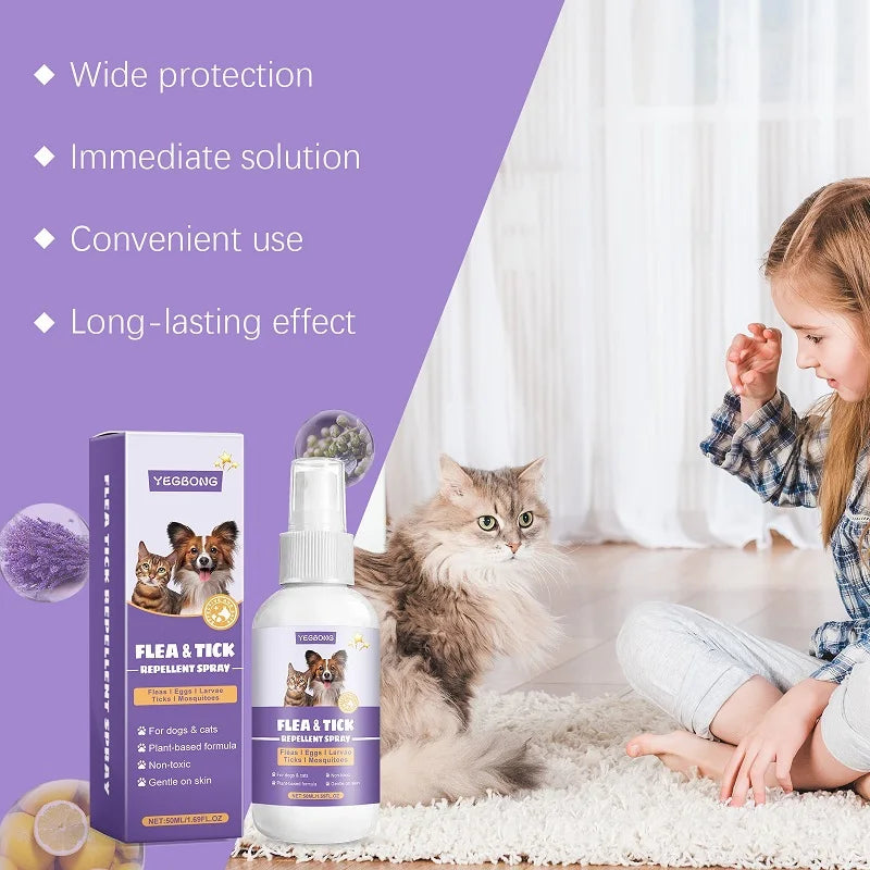 Pet Flea Tick Mites Repellent Shooting Spray with Natural Ingredients Essential Oils for Dogs and Cats External Insect Remover