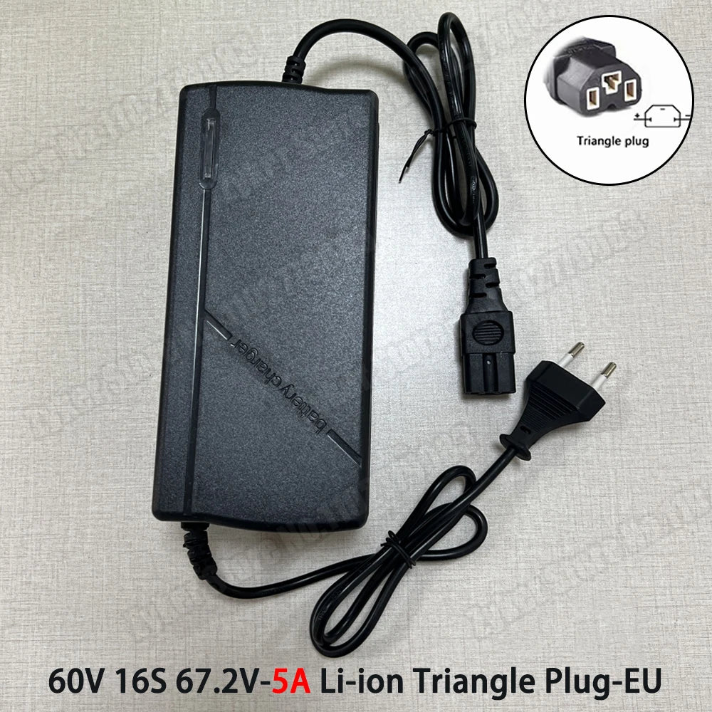 36V 48V 60V 72V Charger 2A 5A Lithium Battery Pack 42 54.6 67.2 84V 10 13 16 20S Smart Intelligent Fast Charging Charger EU Plug