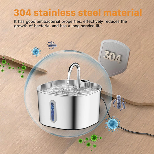 Smart Pet Feeder, Pet Dispenser and Fountain Set, Cat Automatic Feeder with Stainless Steel Fountain, Dog Feeder and Fountain Ki