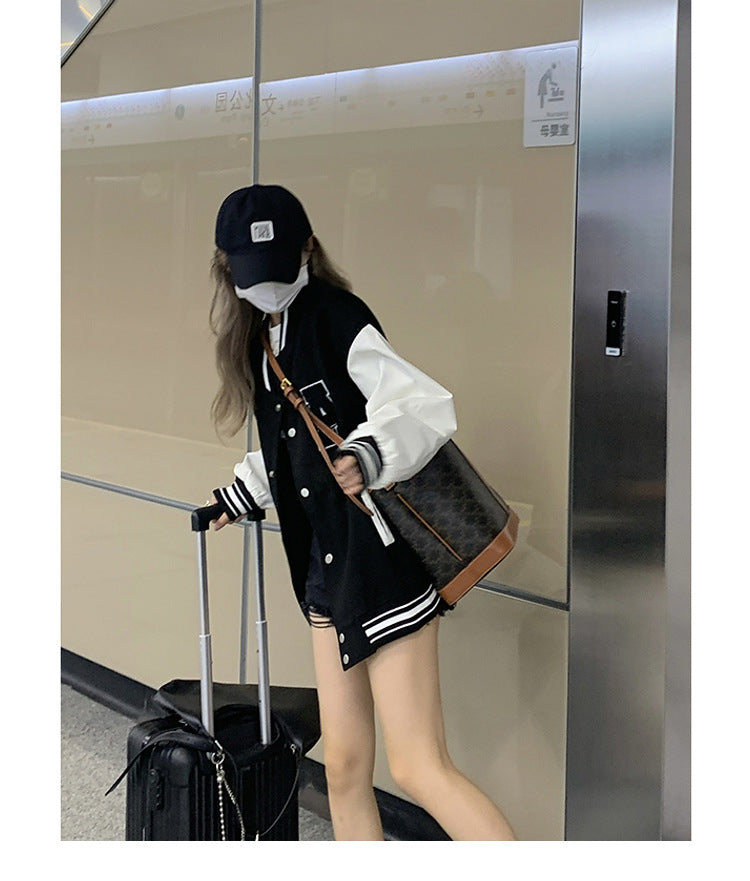 Women Bomber Jackets 2023 Fall Winter Fashion Baseball Uniform Oversize Coats Student Couple Harajuku Loose Jacket Streetwear