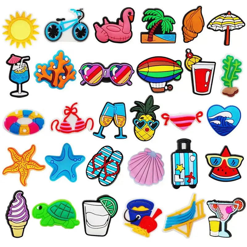 35/30 Pcs Shoe Charms for Crock Clogs Cute Cartoon Shoe Charms Lovely Shoe Accessories Summer Fashion Shoe Charms