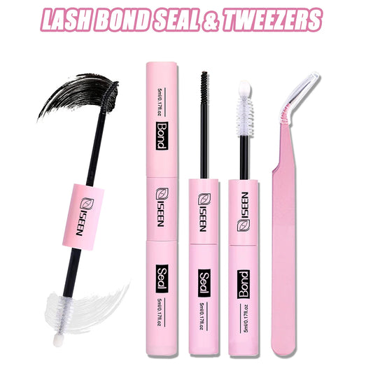 ISEEN Eyelash Bond & Seal 10ml Eyelash Glue Remover 5ml Eyelash Curler Eyelash Brush Tweezer Kit Makeup