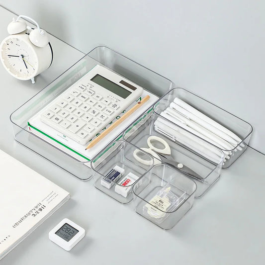 Clear Drawer Organizer Boxes Transparent Plastic Storage Box Desktop Acrylic Box Jewelry Makeup Cosmetic Organizer Drawer Box