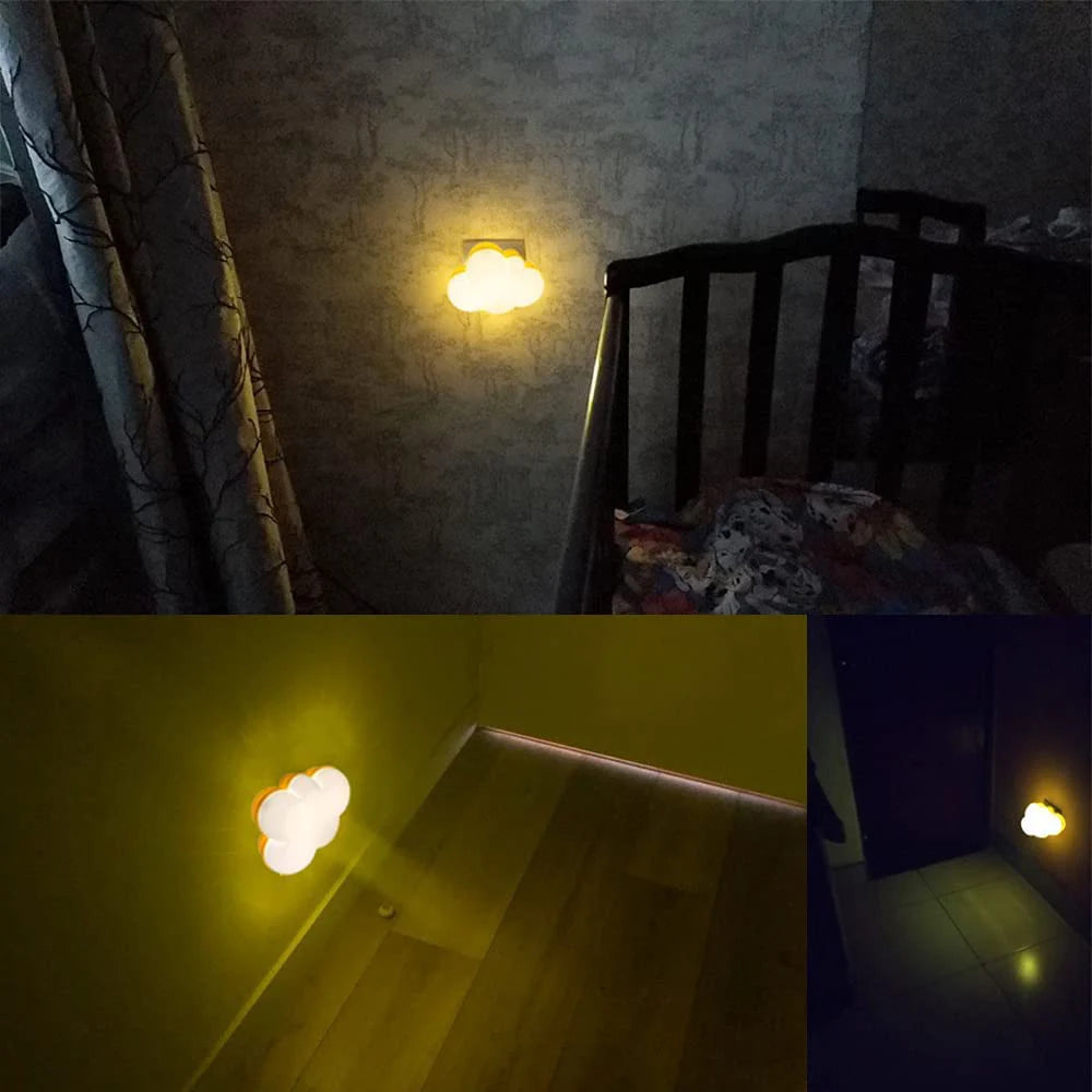LED Smart Motion Sensor Night Lights Plug In Auto On/Off Cloud for Kids Bedroom Stair Hallway Study Bedhead Night Lamps