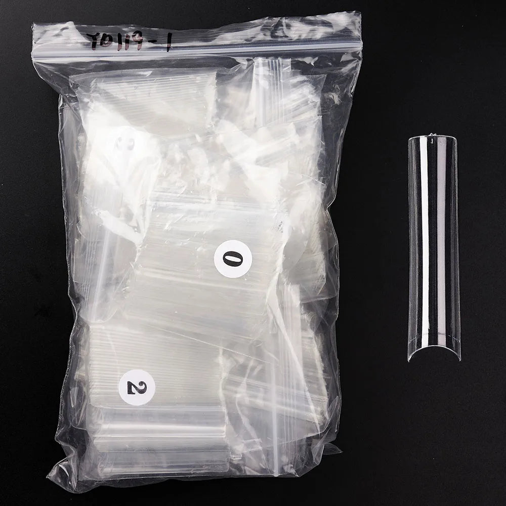 504Pcs Press On Nails 3XL Square Straight Extra Long False Nails Clear Natural Full Cover Acrylic Fake Nail Tips Manicure Tools