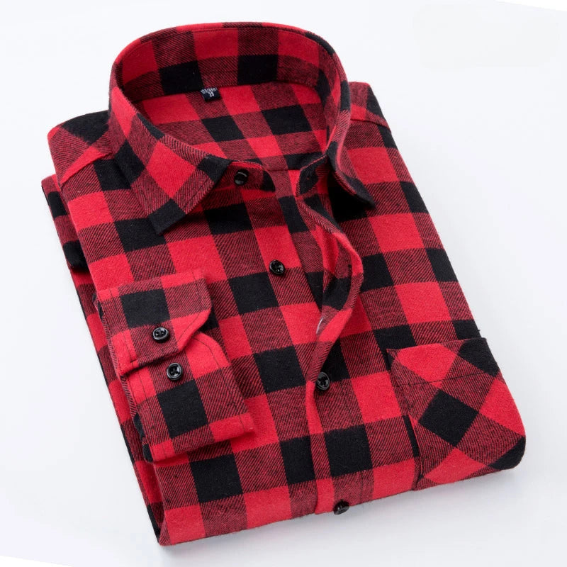 40%cotton fashion korean populasr clothes Casual plaid long-sleeve shirts for men slim fit plain shirt social streetwear tops