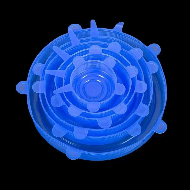 6pcs Silicone Stretch Lids, Food Bowl Covers, Reusable Food Saving Cover, Stretchable Multifunctional Fruit And Vegetable