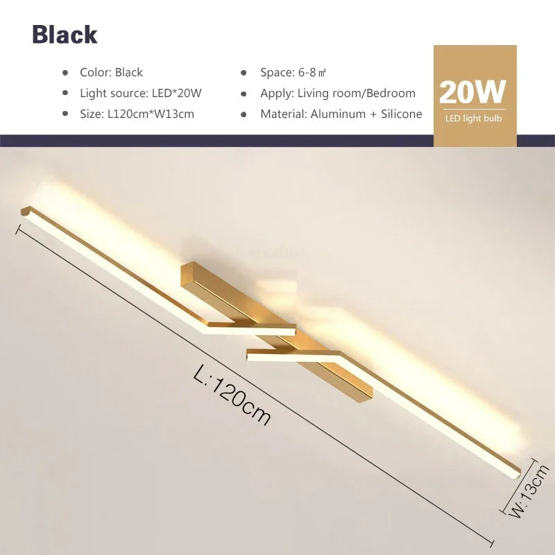 Modern LED Ceiling Light 60/80/100/120CM Living Dining Room Bedroom Lamps Lanterns Scandinavian Simple Lines Ceiling Lighting