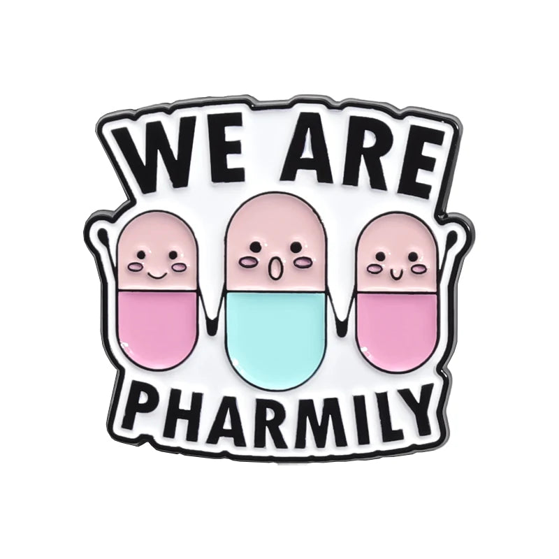 We Are Pharmily Enamel Pin Custom Pharmacy Student Eat Sleep Pharmacy Repeat Brooch Lapel Badge Accessory Jewelry Gift Friends