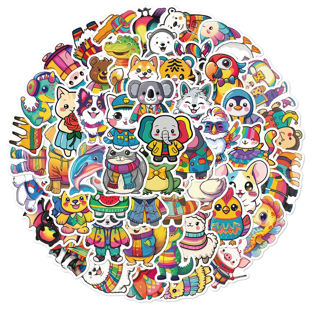 55 Pcs Cute Cartoon Animal DIY Notebook Stationary Decor Stickers for Kids Gifts