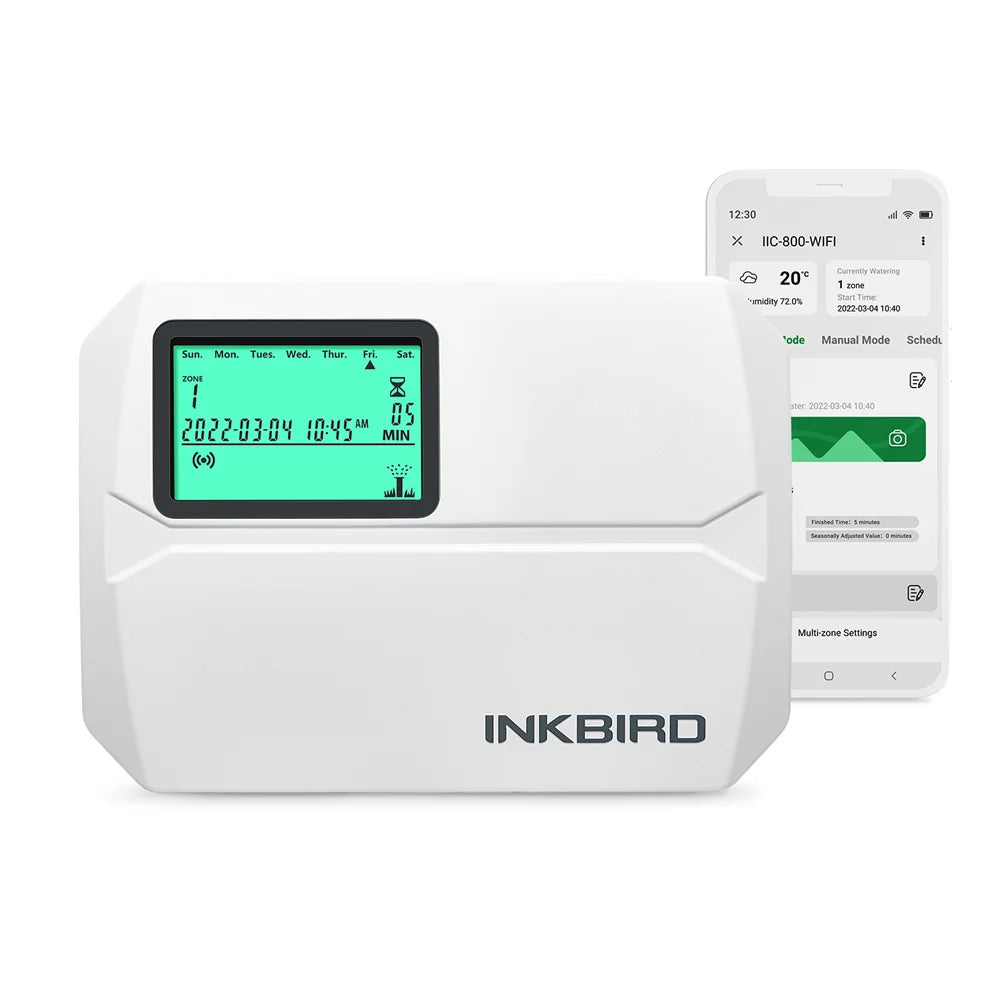 INKBIRD IIC-800-WIFI EU Plug Smart Sprinkler Controller 8 Zones Indoor/Outdoor Irrigation 2.4GHz Wi-Fi Supports Manual Mode