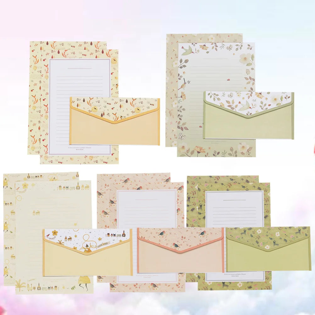 5Pcs Premium Floral Letter Paper Envelopes Set Elegant Stationery Writing Paper For Invitations Calligraphy Printing Products