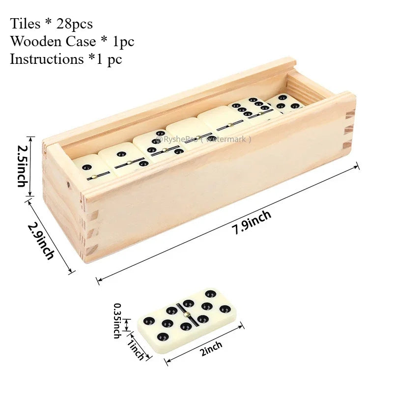 Dominos Set for Adults Dominoes Classic Board Games 28 Tiles with Wood Case Double 6 Dominoes Games for Kids Family Game Nights